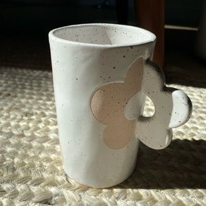 Ceramic Cream and White Flower Mug